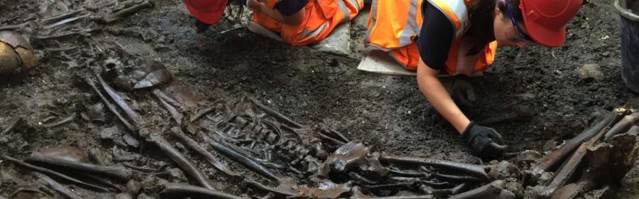 14th-Century Medieval Black Death skeletons unearthed by Crossrail project in London