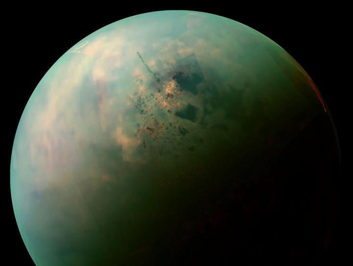 'Bathtub rings' around Titan's lakes might be made of alien crystals